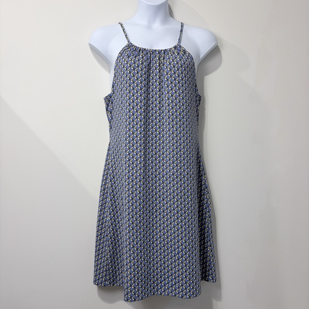 J. McLaughlin Sz XL Maria Halter Dress Catalina Cloth Blue Equestrian Print